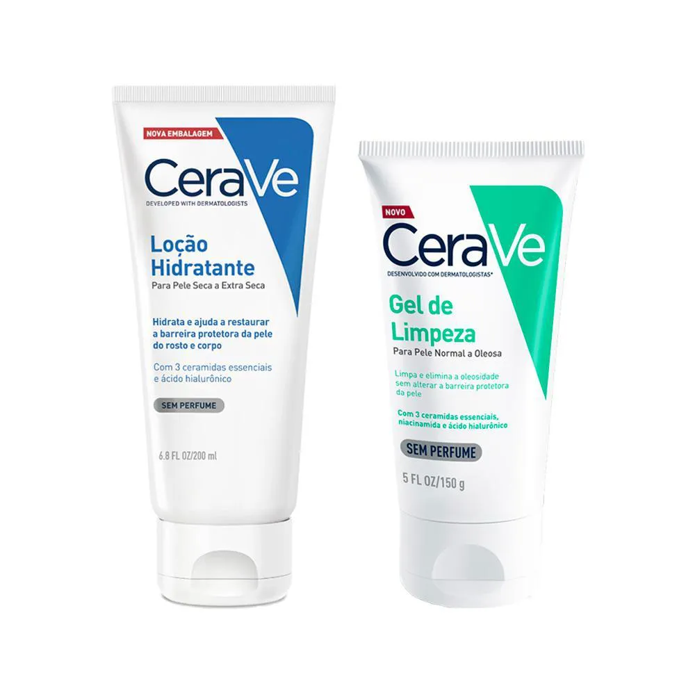 KIT CERAVE - GEL FACIAL DE LIMPEZA 150G + LOçãO HIDRATANTE CORPORAL 200ML