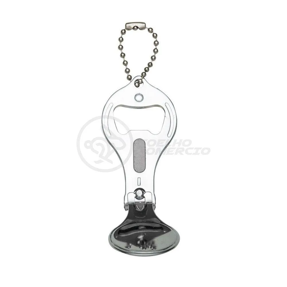 Kit 5 Cortador Unha C/ Lixa Inox Abridor Garrafa Chaveiro