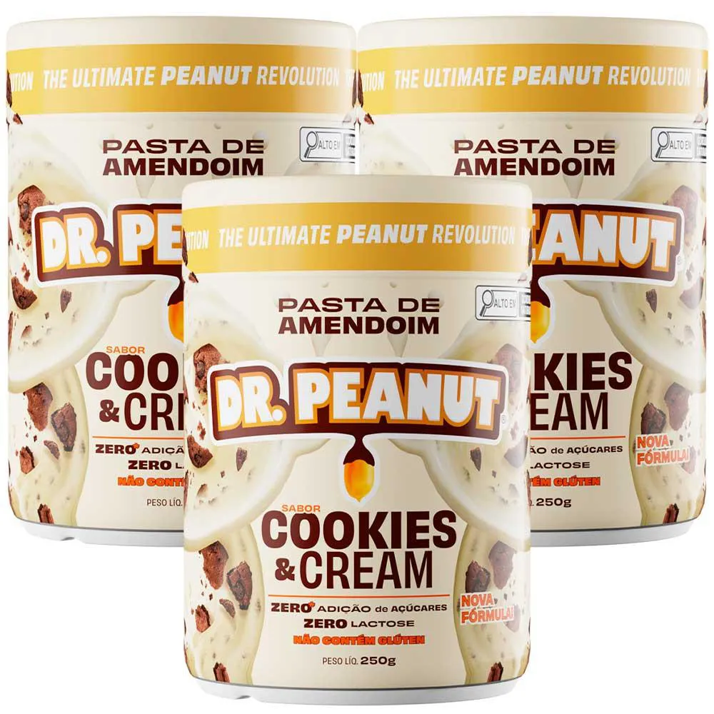 KIT 3X PASTA DE AMENDOIM COM WHEY PROTEIN - ZERO LACTOSE - (250G) - DR PEANUT Brownie