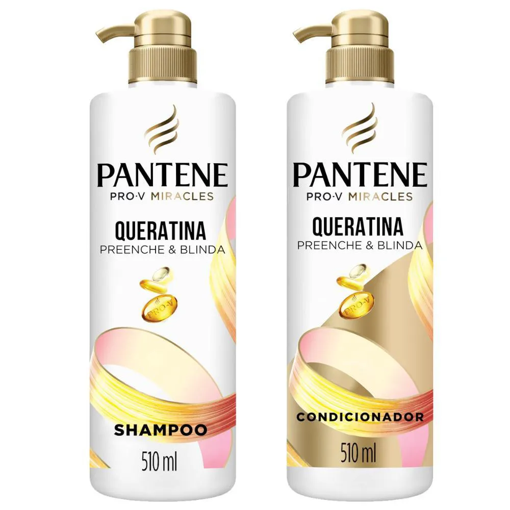 KIT SHAMPOO PANTENE QUERATINA 510ML + CONDICIONADOR PANTENE QUERATINA 510ML