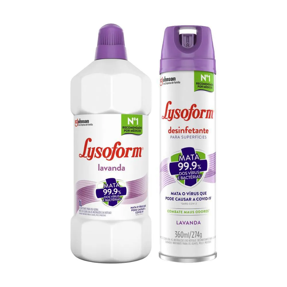 KIT DESINFETANTE LYSOFORM LAVANDA 1L + AEROSSOL LAVANDA 360ML