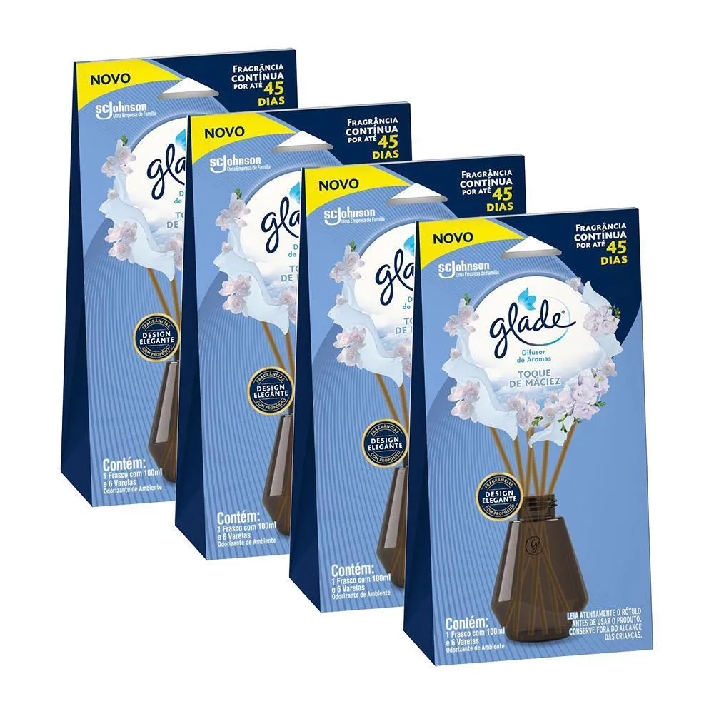 KIT 4 DIFUSOR DE AMBIENTE GLADE TOQUE DE MACIEZ 100ML CADA