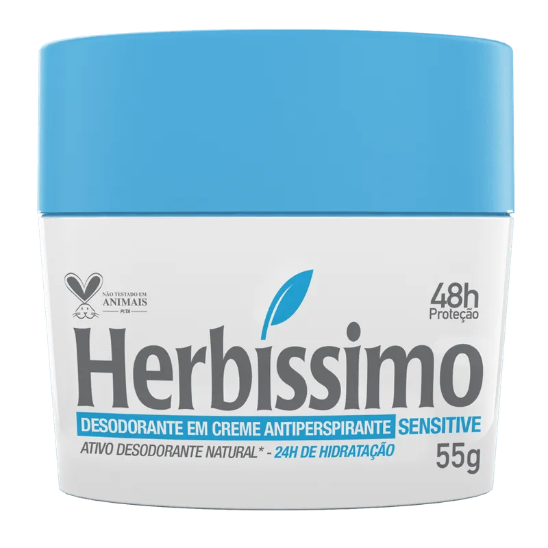 Desodorante Antitranspirante Creme Sensitive Herbissimo 55g