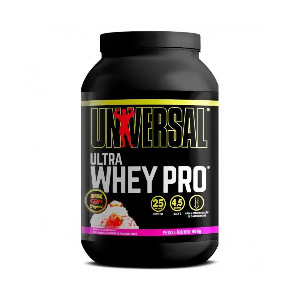ULTRA WHEY PRO (909G) - SABOR: SORVETE DE MORANGO