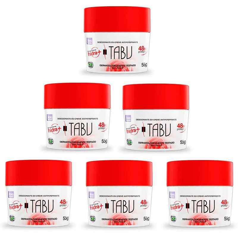 KIT DESODORANTE CREME ANTITRANSPIRANTE TABU 55G C/ 6 UNIDADES