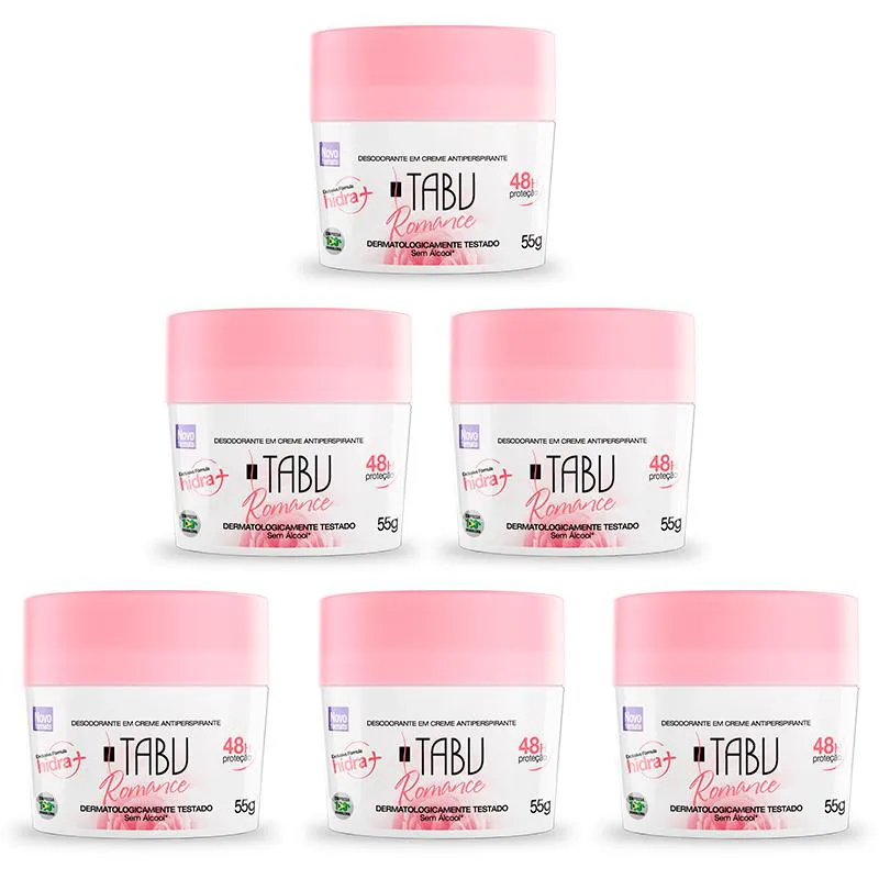 KIT DESODORANTE CREME ANTITRANSPIRANTE TABU ROMANCE 55G C/ 6 UNIDADES