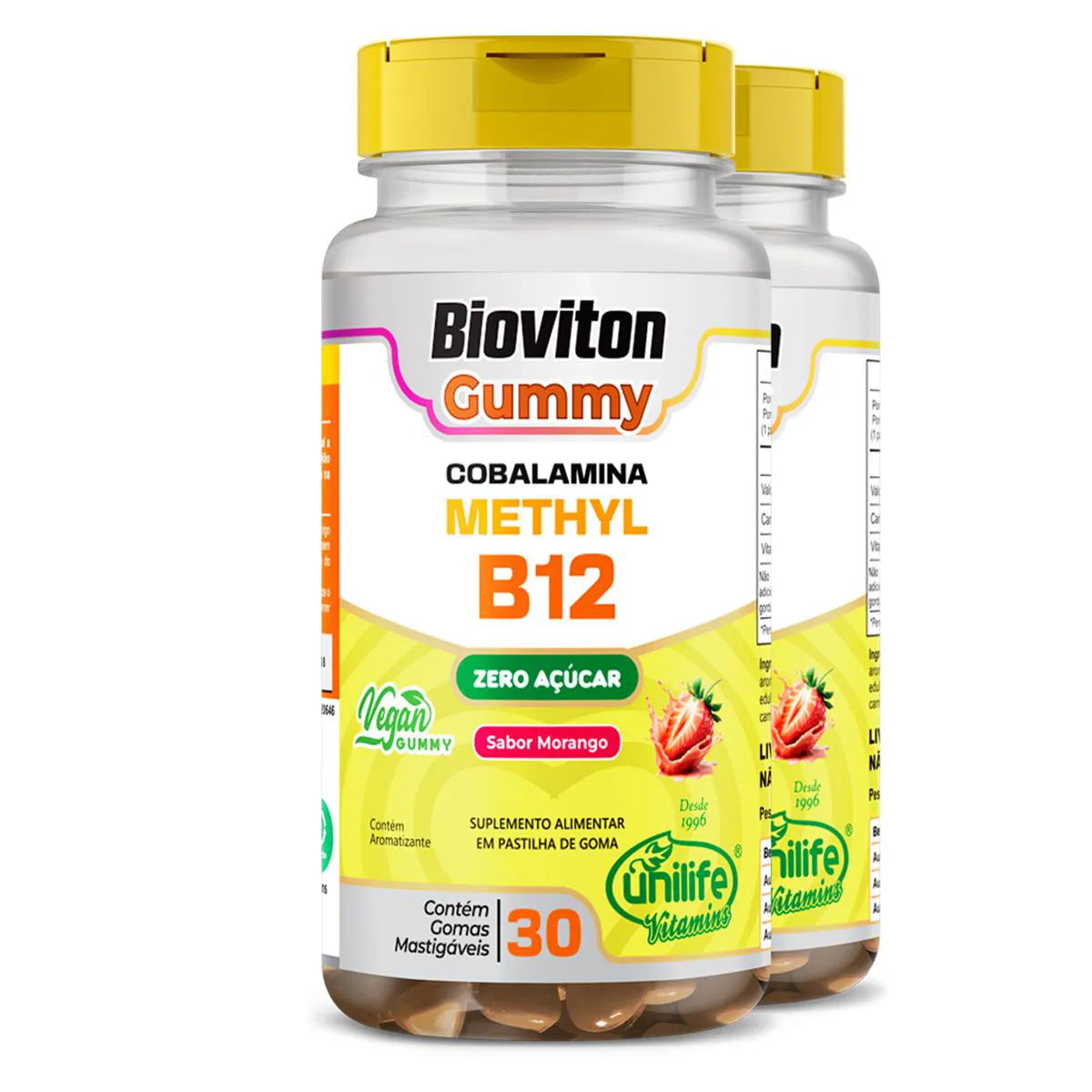 KIT 2 GUMMY VITAMINA B12 METHYL UNILIFE 30 GOMAS MORANGO