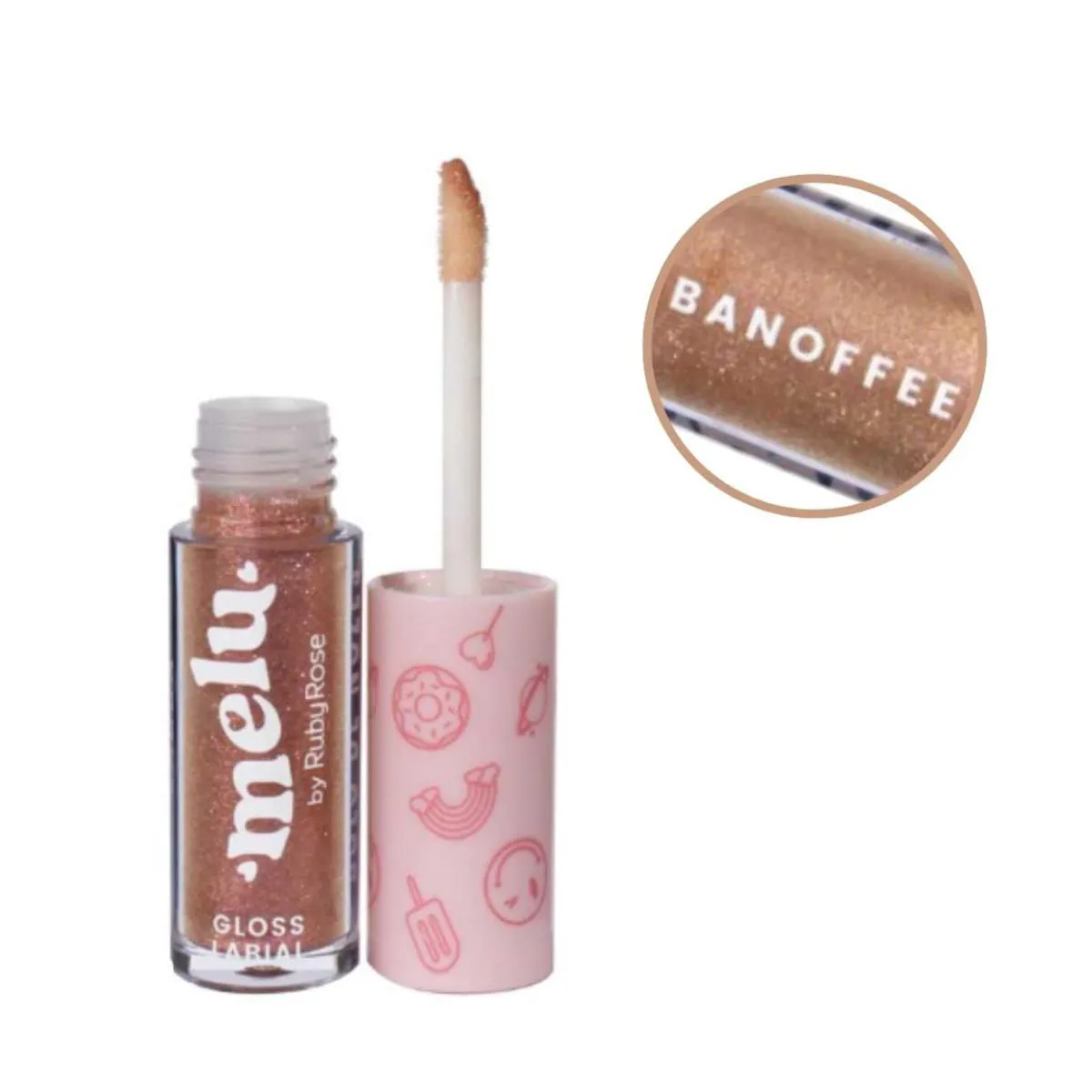 GLOSS LABIAL COM GLITTER MELU RUBY ROSE 01 Banofee