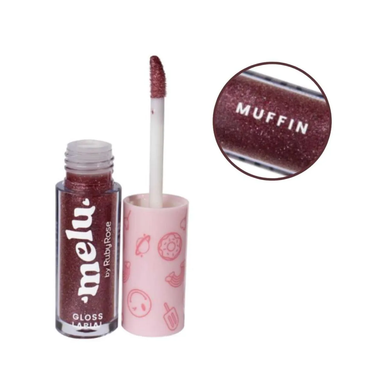 GLOSS LABIAL COM GLITTER MELU RUBY ROSE 05 Muffin