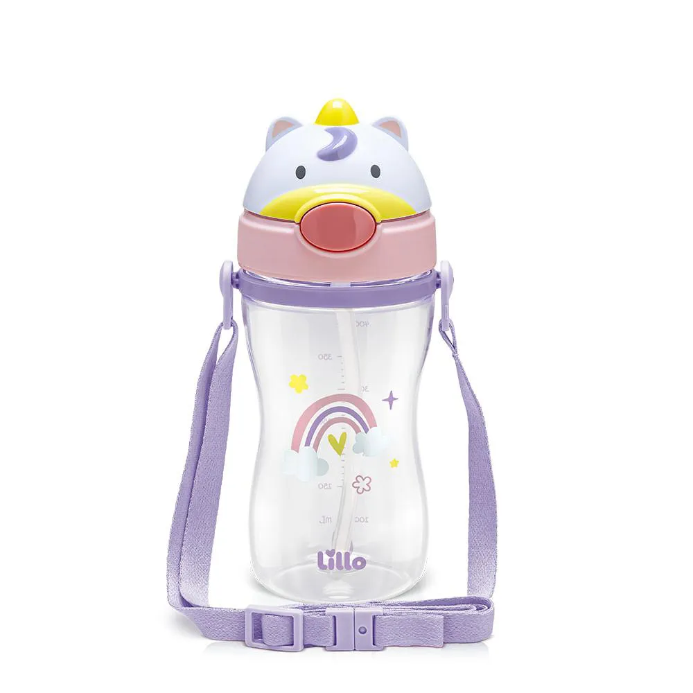 COPO INFANTIL TRITAN COM ALçA E CANUDO UNICóRNIO 400ML LILLO