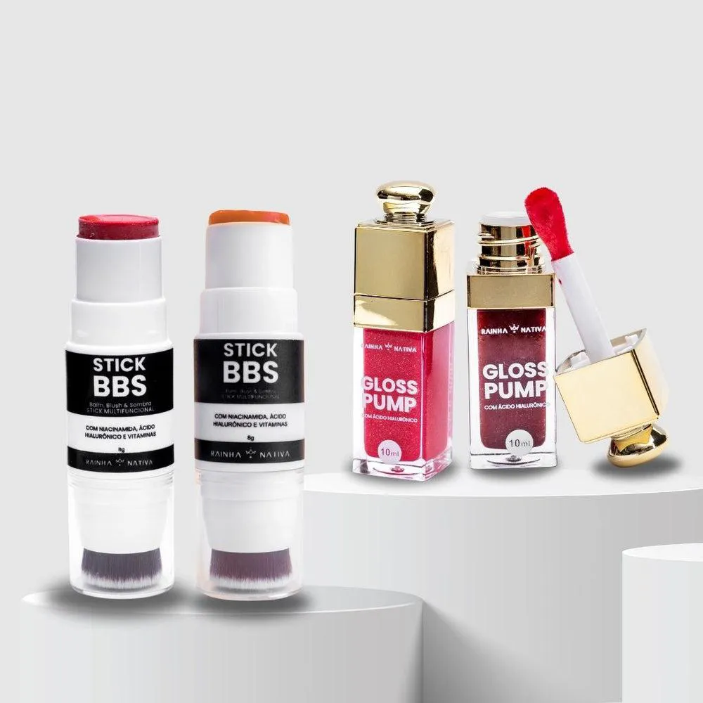KIT STICK BBS + STICK BBS + GLOSS PUMP COR BROWN+ROSê