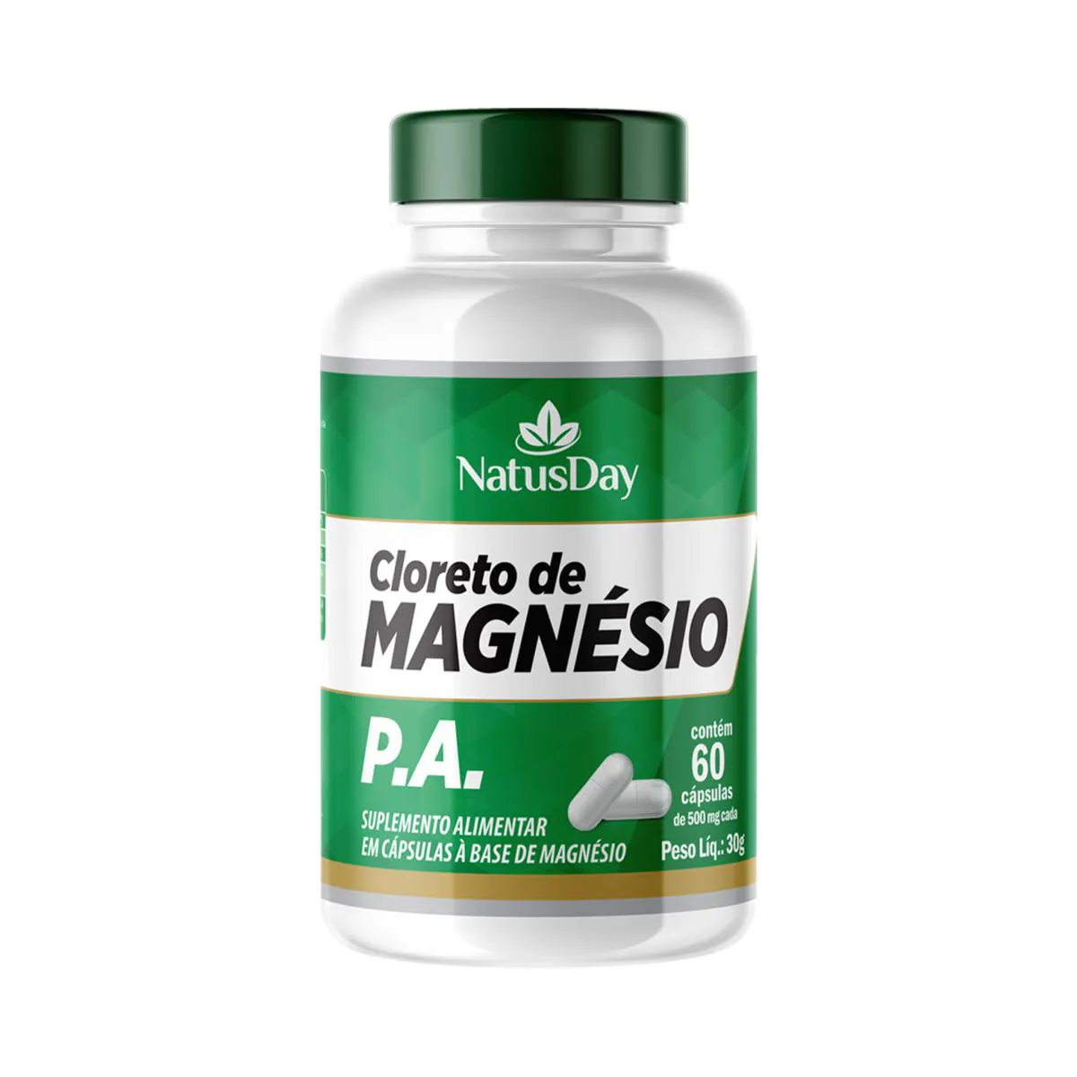 SUPLEMENTO ALIMENTAR CLORETO DE MAGNéSIO P. A. - 60 CáPSULAS - NATUSDAY