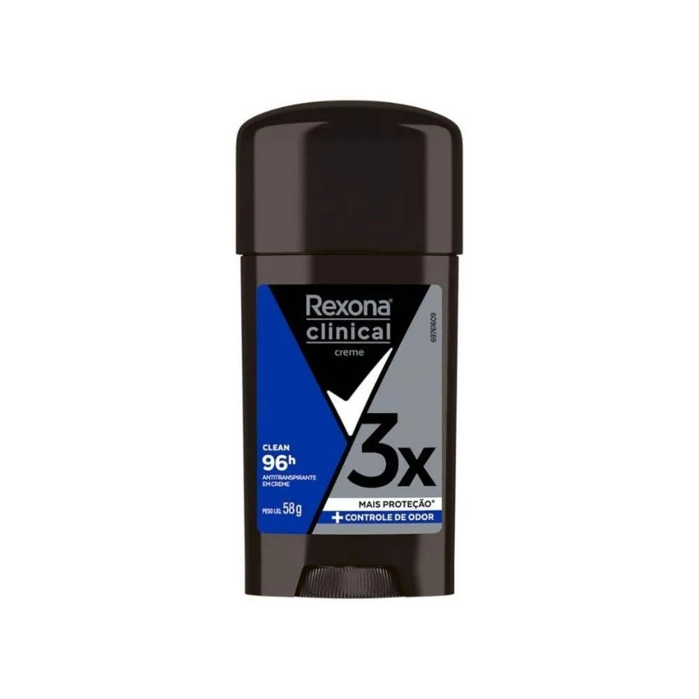 DESODORANTE REXONA MEN CLINICAL CLEAN ANTITRANSPIRANTE MASCULINO 96H CREME 58G