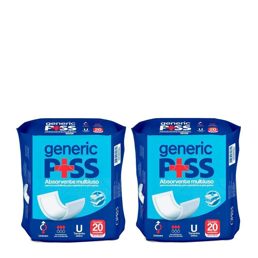 ABSORVENTE ADULTO MULTIUSO PóS PARTO, OPERATóRIO GENERIC PISS UNISSEX 40UN