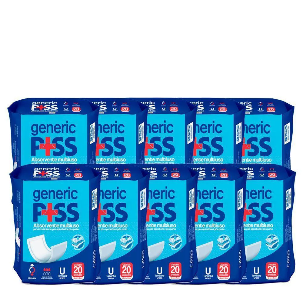 ABSORVENTE ADULTO MULTIUSO PóS PARTO, OPERATóRIO GENERIC PISS UNISSEX 200UN