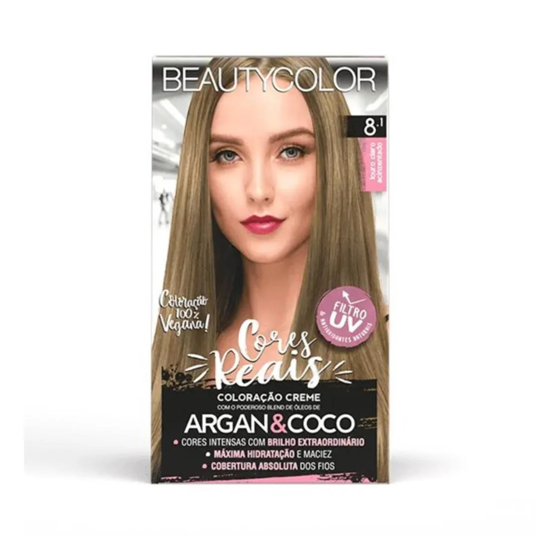 COLORAçãO KIT 8.1 LOURO CLARO ACINZENTADO - BEAUTY COLOR