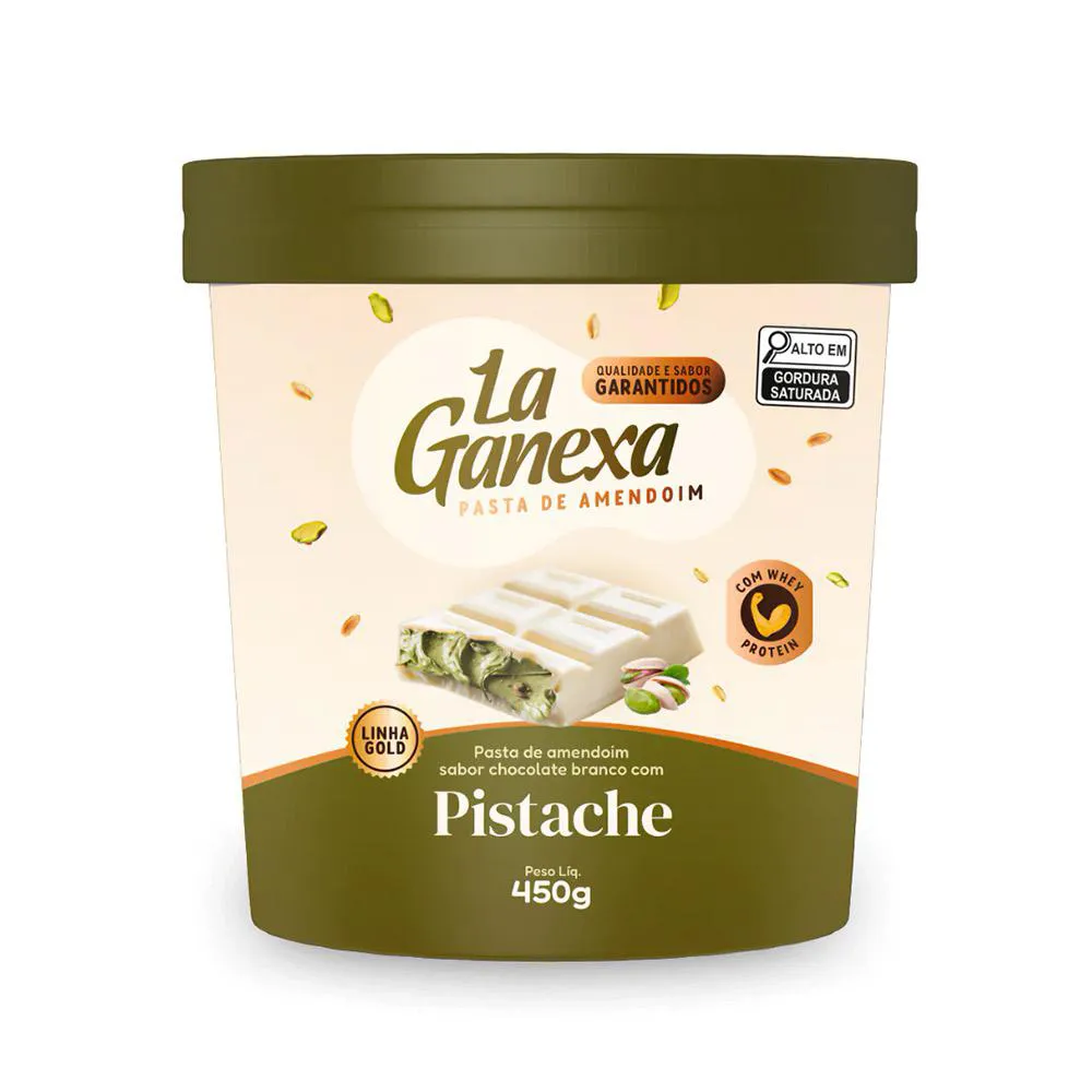 PASTA DE AMENDOIM COM WHEY PROTEIN 450G SABOR PISTACHE LA GANEXA
