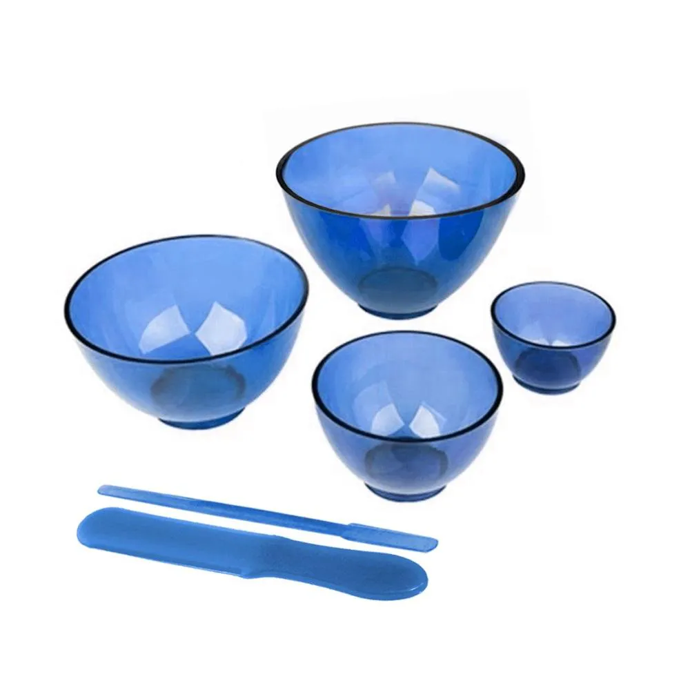 4 CUBETAS +2 ESPATULAS APLICACAO DE COSMETICOS AZUL ESTEK