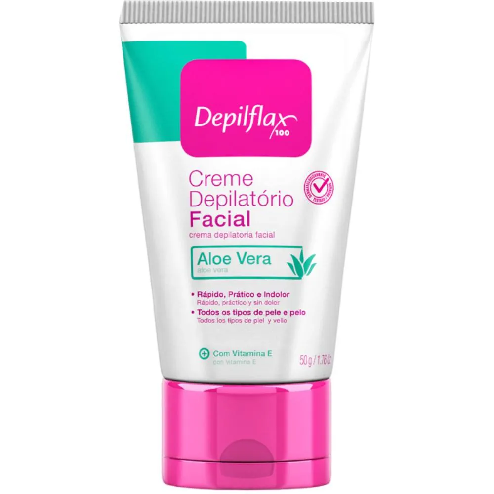 CREME DEPILATORIO FACIAL 50G COM ALOE VERA DEPILFLAX