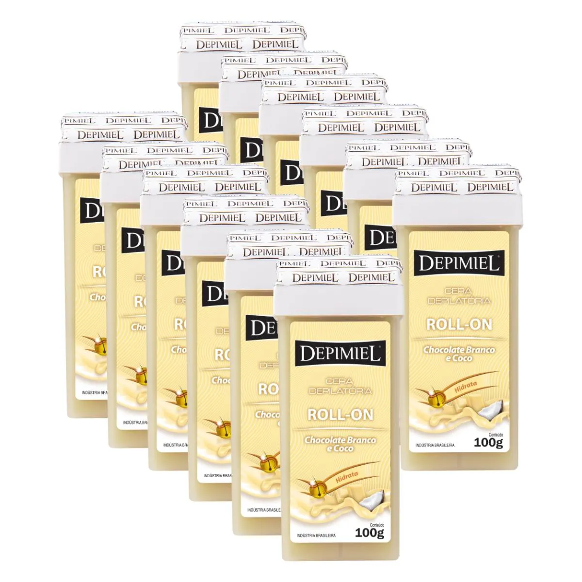 12 CERAS DEPILATóRIA ROLL-ON CHOCOLATE BRANCO COCO DEPIMIEL