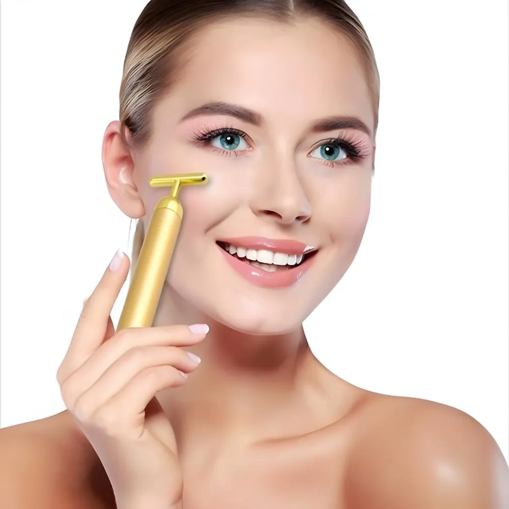 MASSAGEADOR HARMONIZAçãO FACIAL ANTI-RUGAS REDUTOR DE PAPADAS ENERGY VIBRATA Gold