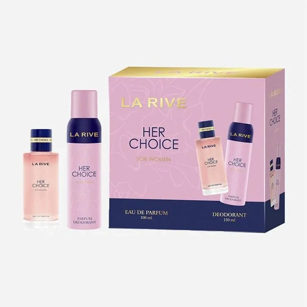 KIT PERFUME HER CHOICE LA RIVE EDT FEMININO 100ML + DESODORANTE 150ML