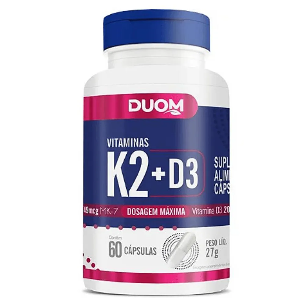 VITAMINAS K2 + D3 2000UI C/60 CáPSULAS - DUOM