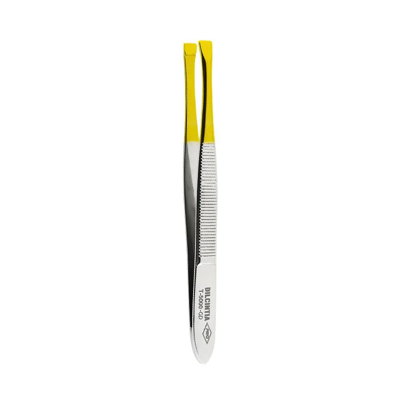 PINçA DE SOBRANCELHA 3,5" - AçO INOX  - PONTA RETA DOURADA