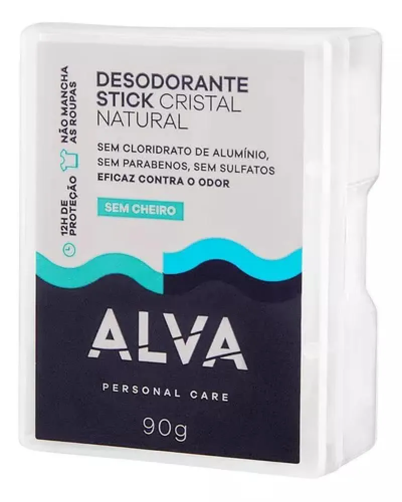 DESODORANTE NATURAL CRISTAL STONE ALVA SEM PERFUME 90G ORIGI