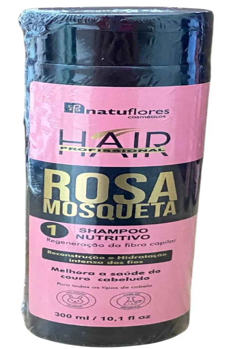 SHAMPOO NUTRITIVO RECONSTRUÇÃO ROSA MOSQUETA 300ML NATUFLORES
