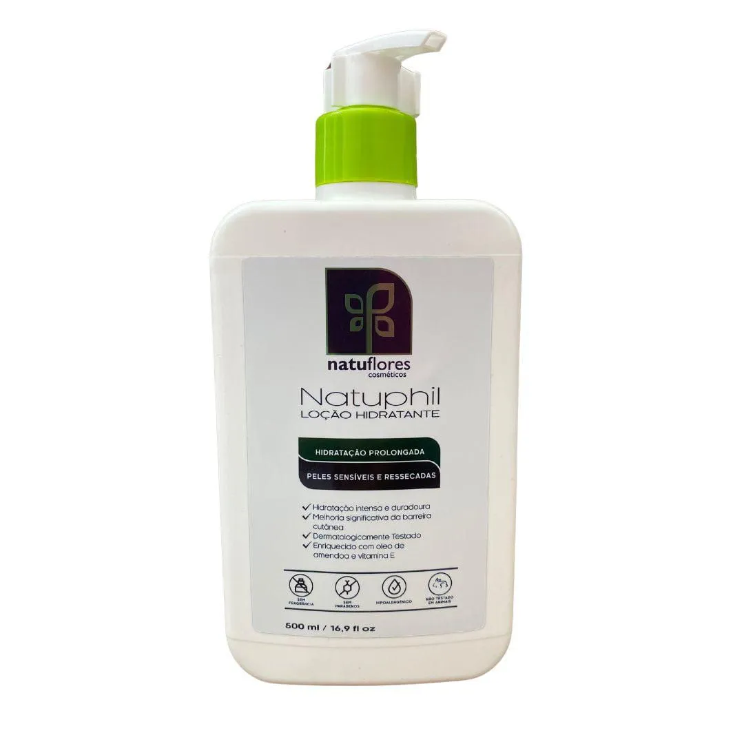 LOÇÃO HIDRATANTE PELES SENSIVEIS NATUPHIL 500ML NATUFLORES
