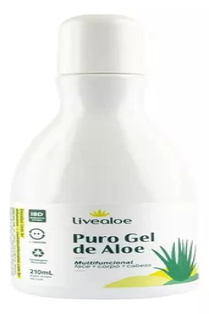 PURO GEL NATURAL DE ALOE VERA BABOSA ORGâNICO LIVEALOE 210ML