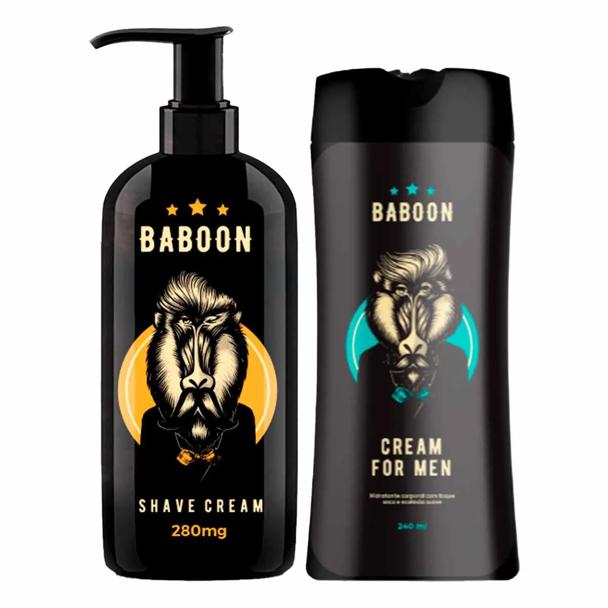 KIT SHAVE CREAM DE BARBEAR E CREAM FOR MEN HIDRATANTE BABOON