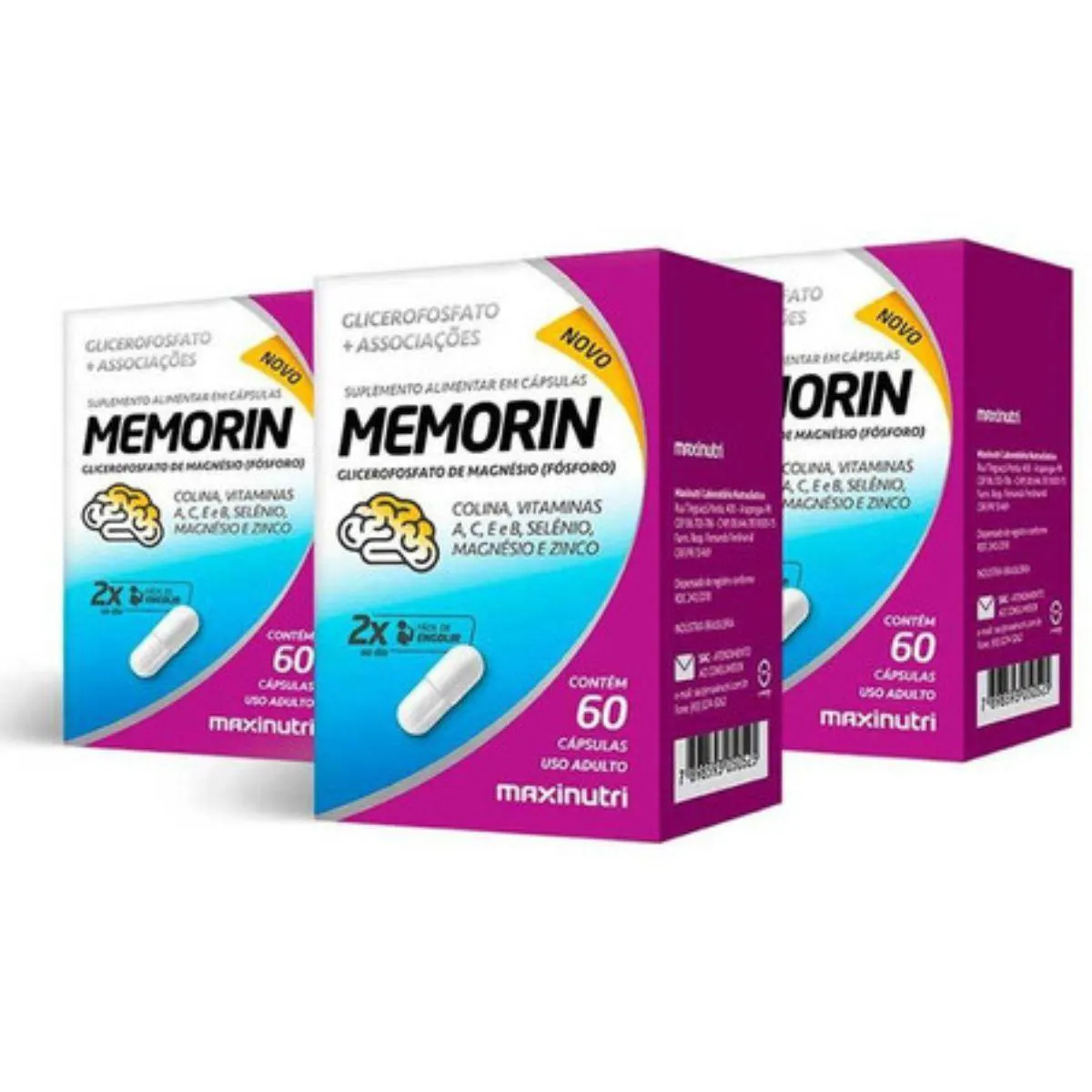 KIT3X- MEMORIN (FóSFORO + VITAMINAS) - 60 CáPS. MAXINUTRI