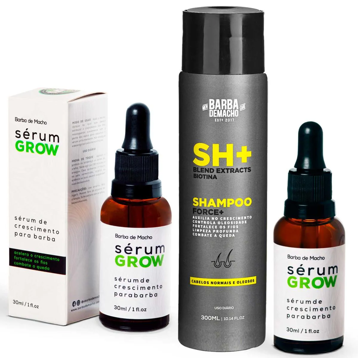 KIT SéRUM GROW TONIFICANTE CAPILAR E XAMPU FORCE+ ANTIQUEDA