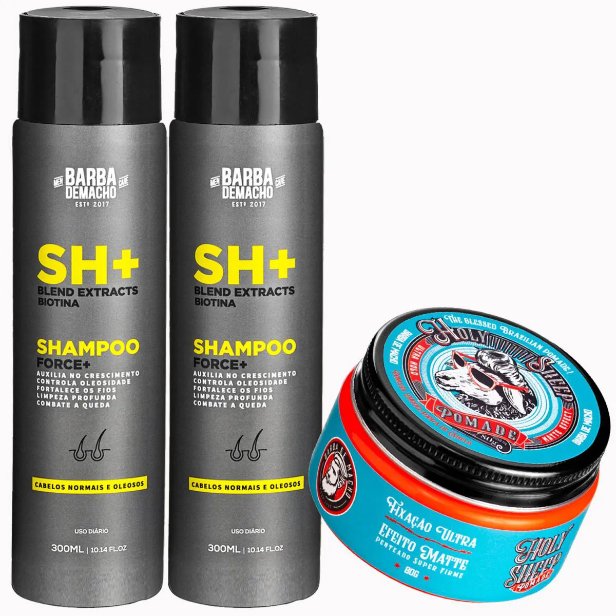 KIT 2 XAMPU FORCE+ ANTIQUEDA + PASTA HOLY SHEEP EFEITO MATTE