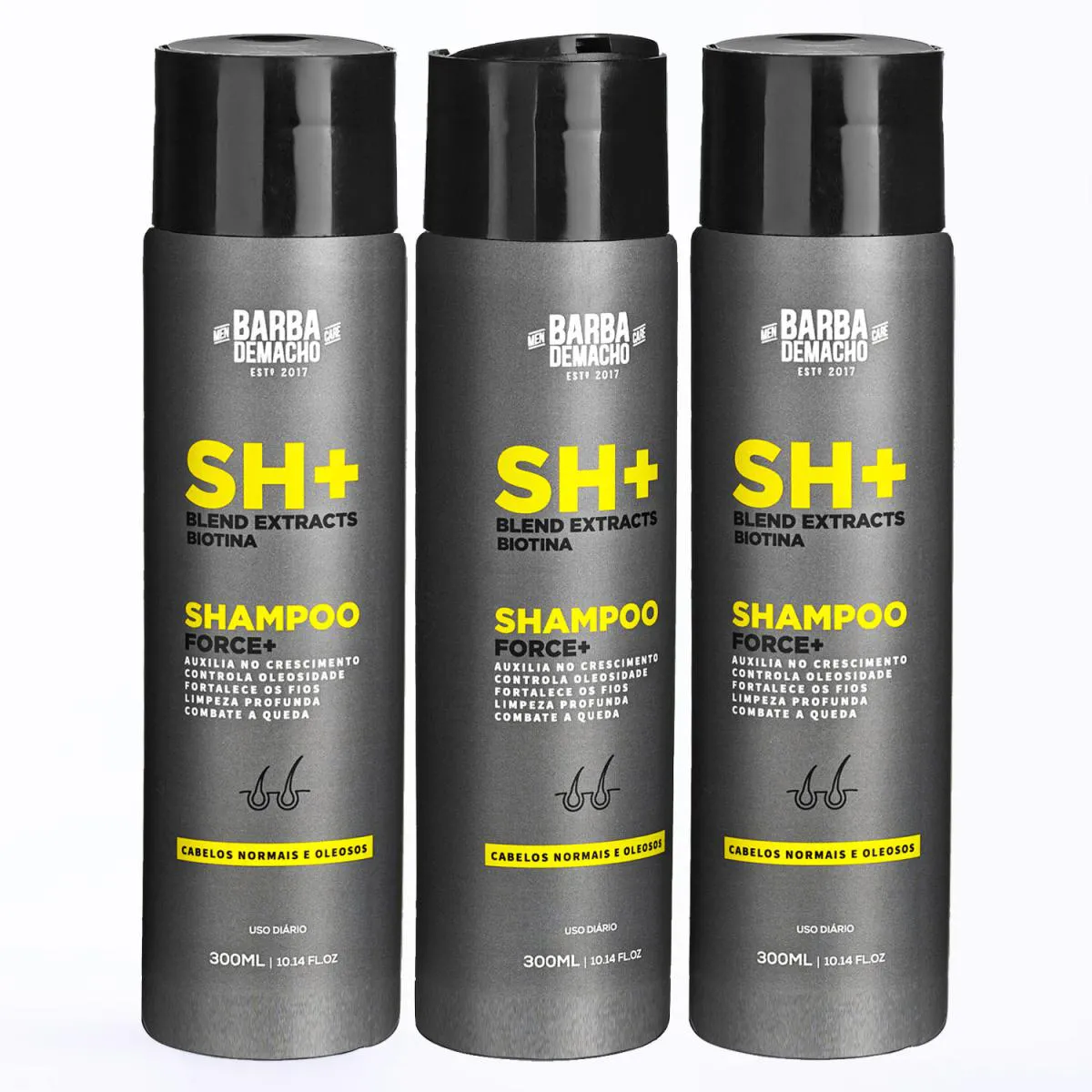 KIT 3 SHAMPOO CAPILAR ANTI-QUEDA MASCULINO SH FORCE + 300ML