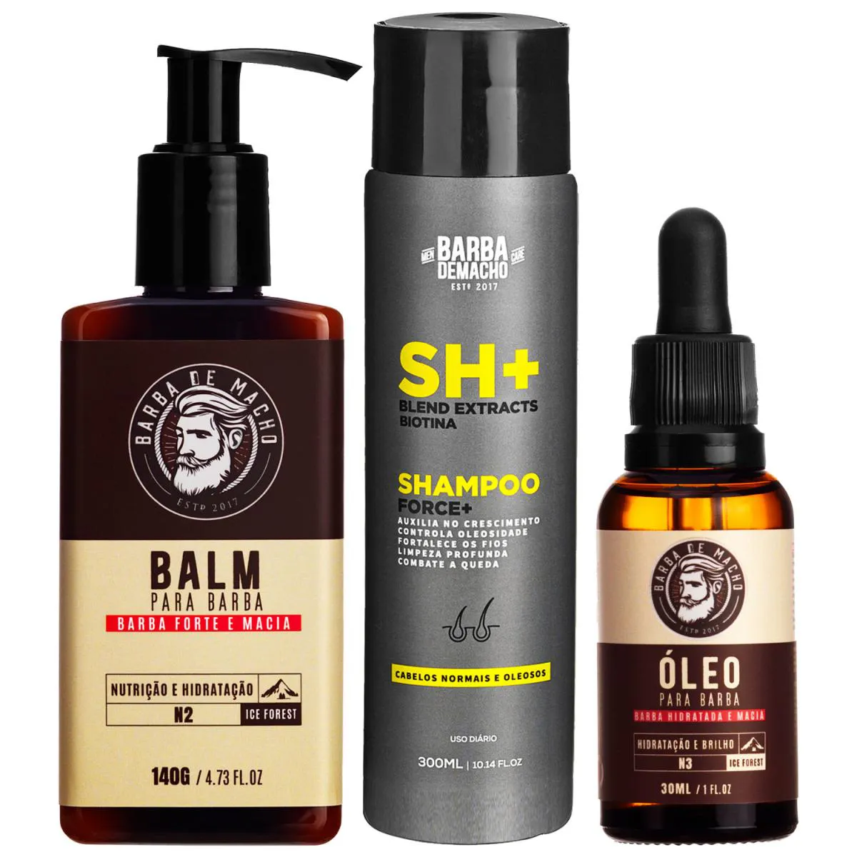 KIT BALM 140G ÓLEO 30ML ICE FOREST + XAMPU FORCE+ ANTIQUEDA