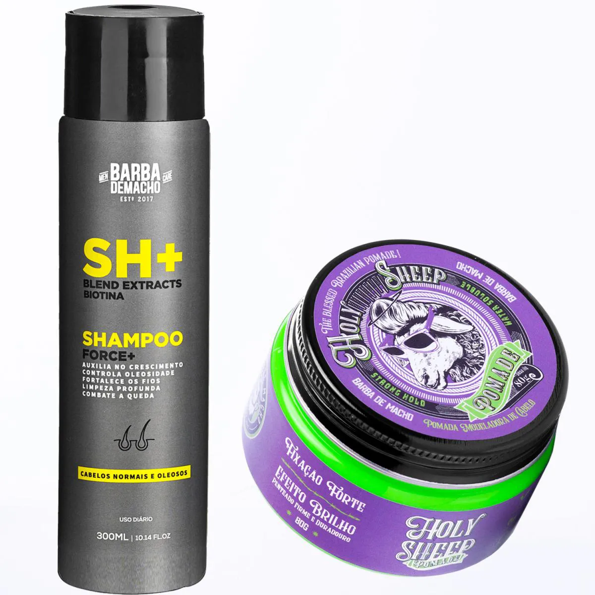 SHAMPOO SH FORCE+ ANTIQUEDA 300ML E POMADA EFEITO BRILHO 80G