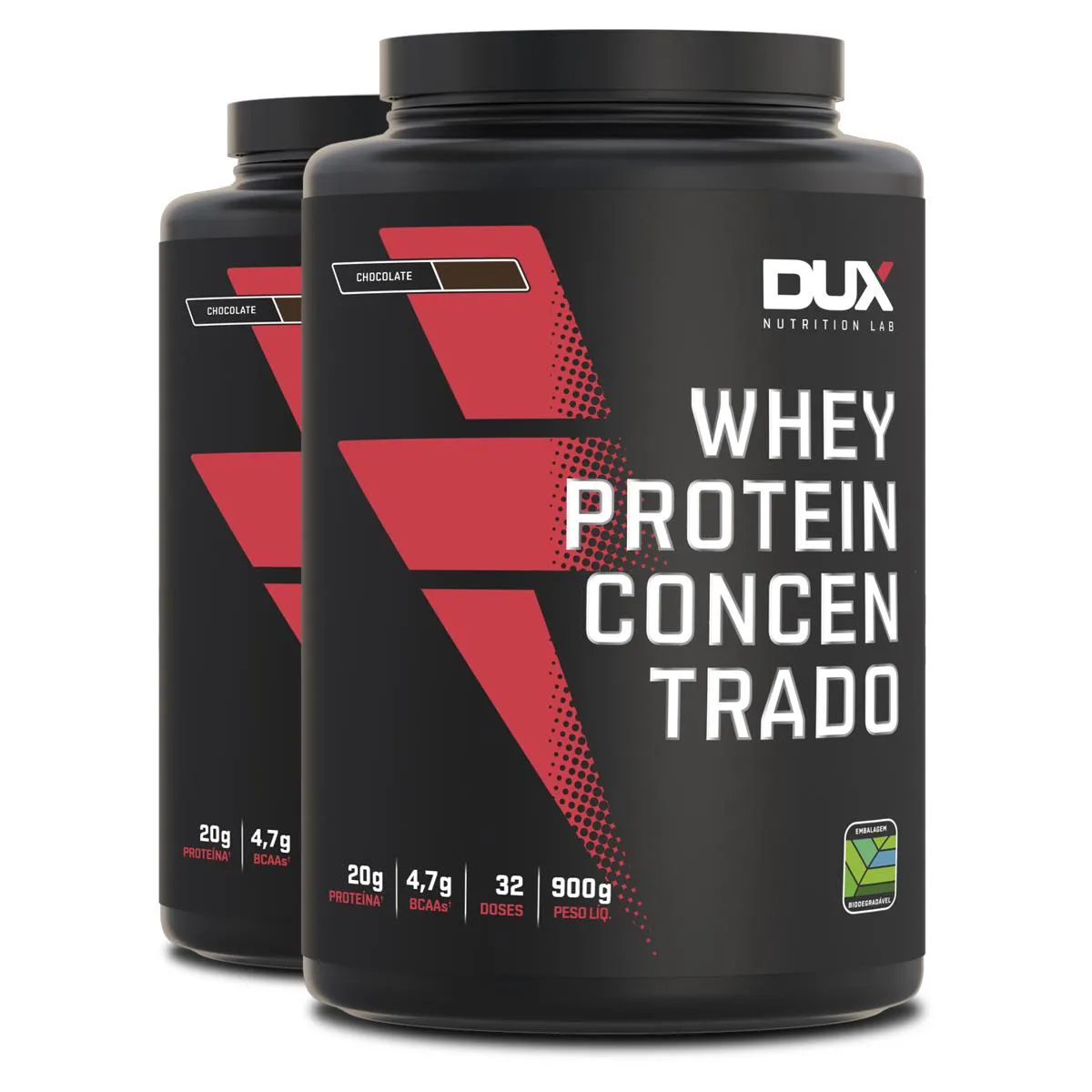 KIT 2 WHEY PROTEIN CONCENTRADO DUX CHOCOLATE 900G