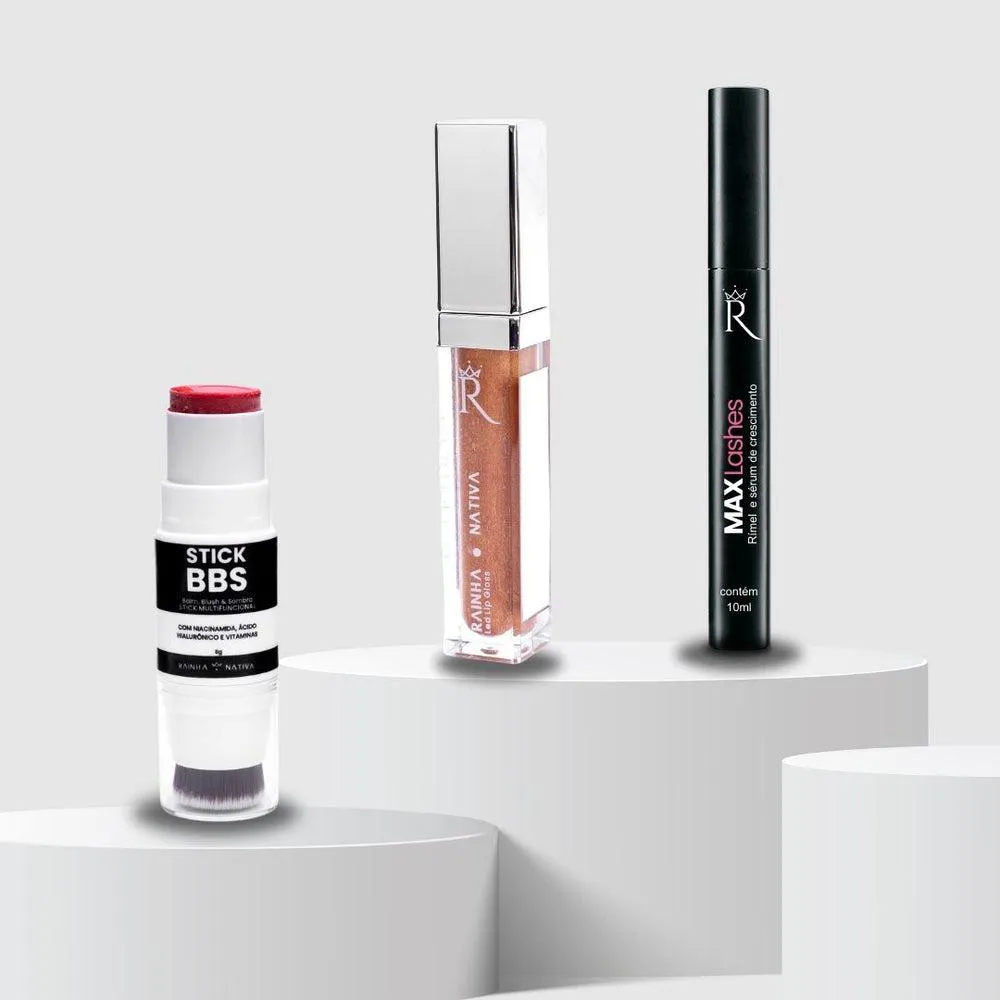 KIT STICK BBS + MAX LASHES 1 UNIDADE + GLOSS LED COR 1