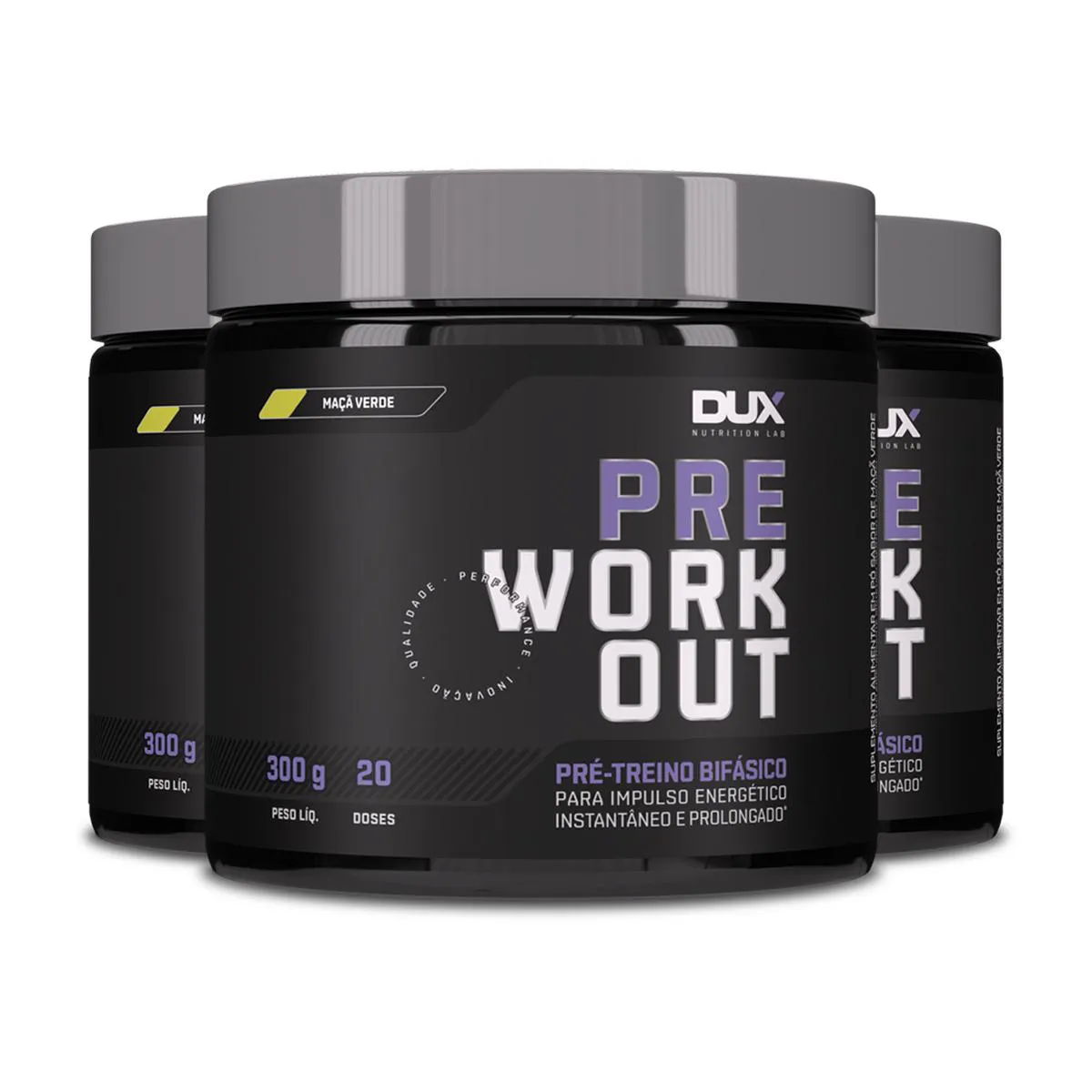 KIT 3 PRé TREINO DUX PRE WORKOUT MAçã VERDE 300G