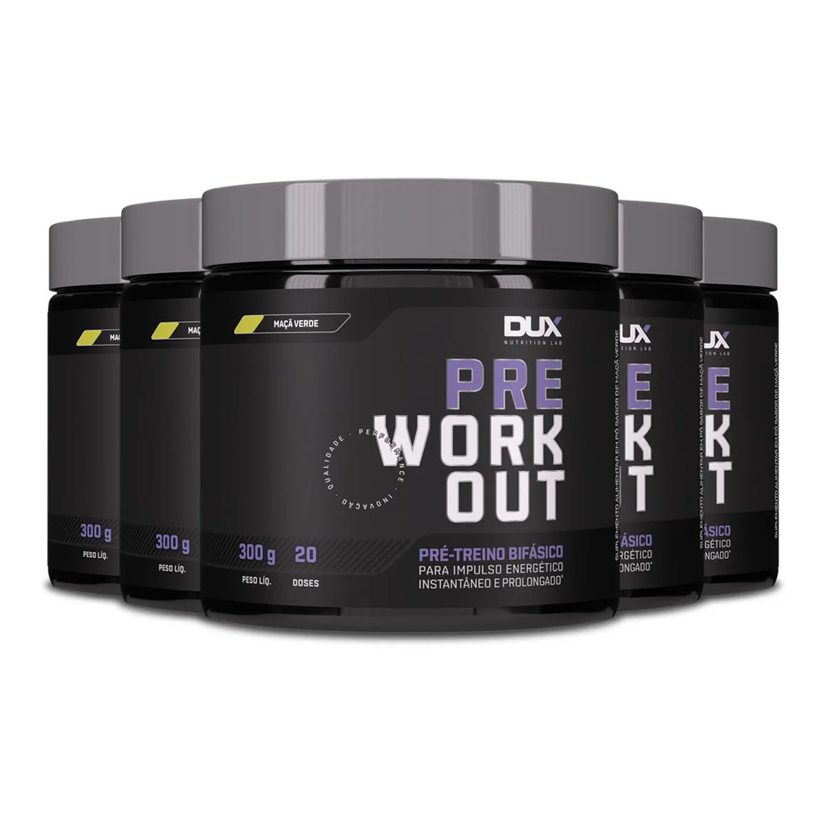 KIT 5 PRé TREINO DUX PRE WORKOUT MAçã VERDE 300G