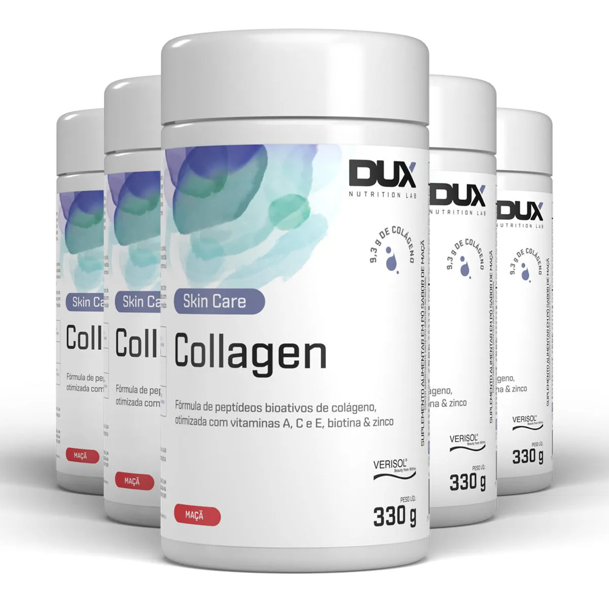 KIT 5 COLáGENO HIDROLISADO DUX COLLAGEN MAçA 330G