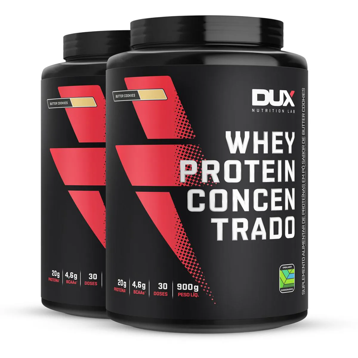 KIT 2 WHEY PROTEIN CONCENTRADO DUX BUTTER COOKIES 900G