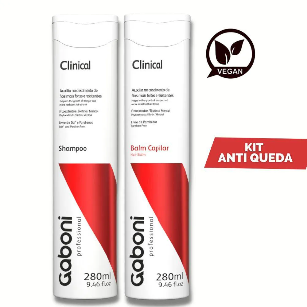 Kit Crescimento e Fortalecimento Antiqueda - Shampoo + Balm Capilar Clinical Gaboni 