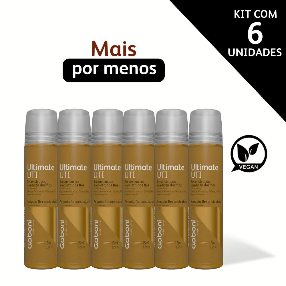 KIT AMPOLA RECONSTRUçãO IMEDIATA ULTIMATE UTI - CAIXA COM 6 UNIDADES GABONI PROFESSIONAL