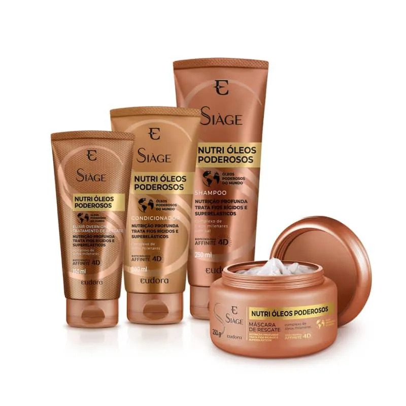 KIT SIAGE NUTRI OLEOS PODEROSOS TRATAMENTO 4 ITENS