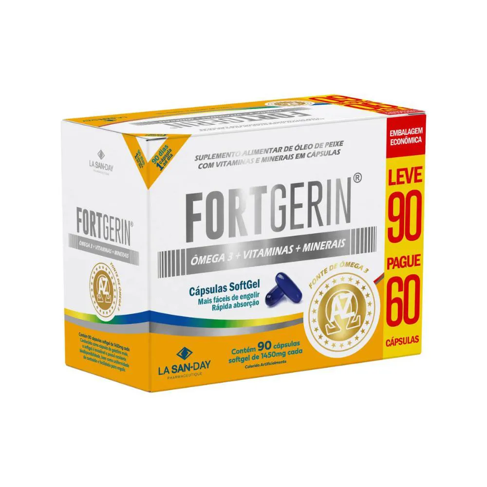 FORTGERIN AZ + ÔMEGA 3 - LEVE 90 E PAGUE 60 CáPSULAS - LA SAN DAY