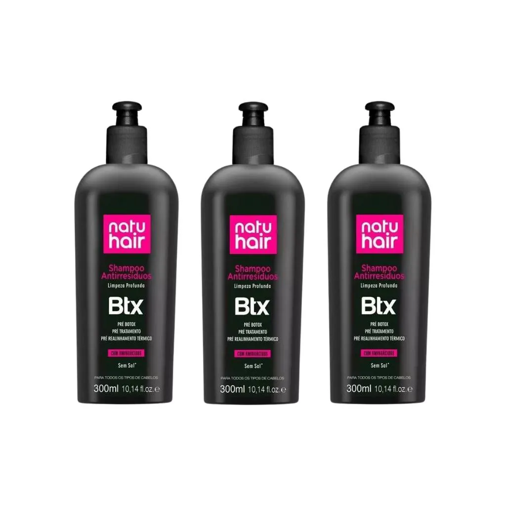 SHAMPOO NATUHAIR BTX ANTIRRESIDUOS 300ML - KIT C/ 3UN